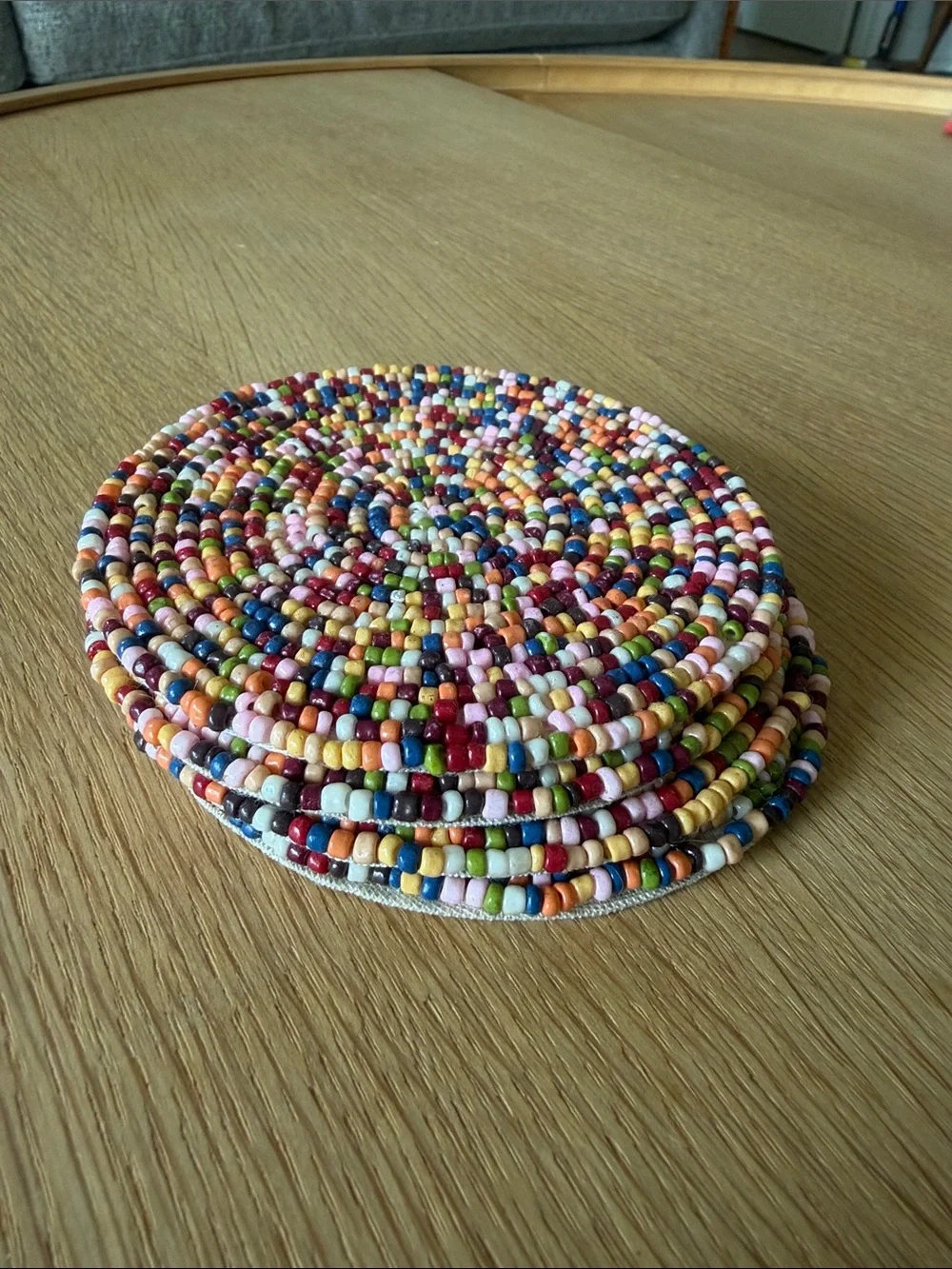 Multicolor Beaded Round Coasters - Set of 4